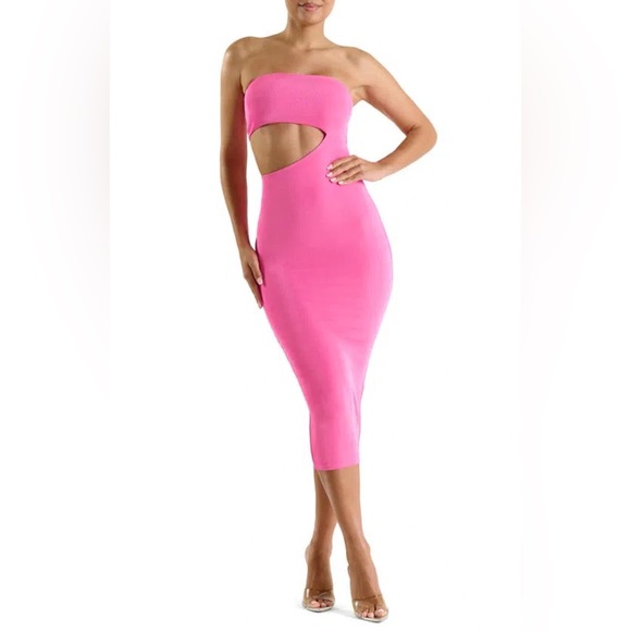 naked wardrobe Dresses & Skirts - Naked Wardrobe Strapless Pink Cutout Dress